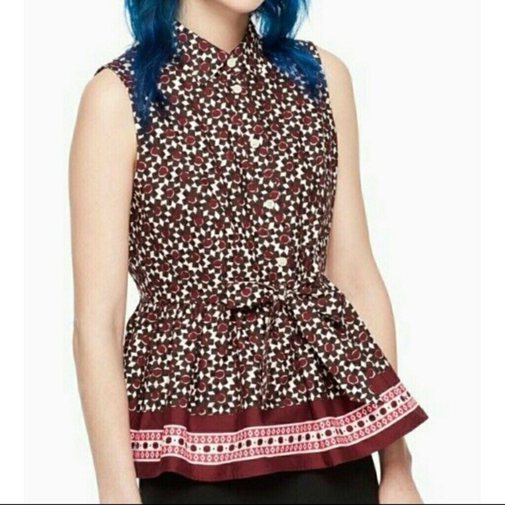 Kate Spade Floral Tile Peplum Top